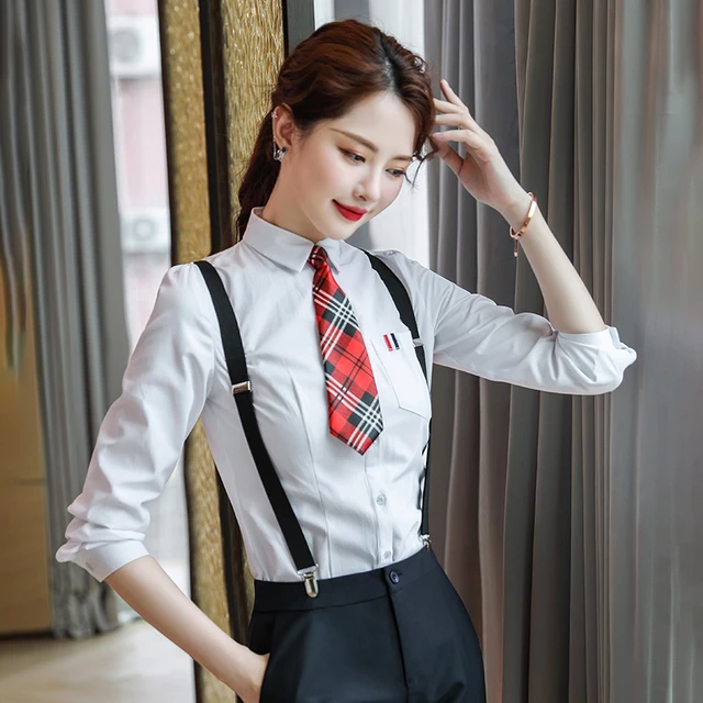 Formal White Shirts For Women 2 Piece Pant And Top Sets Long Sleeve Ladies Work Blouse With Tie Women Shirt AliExpress