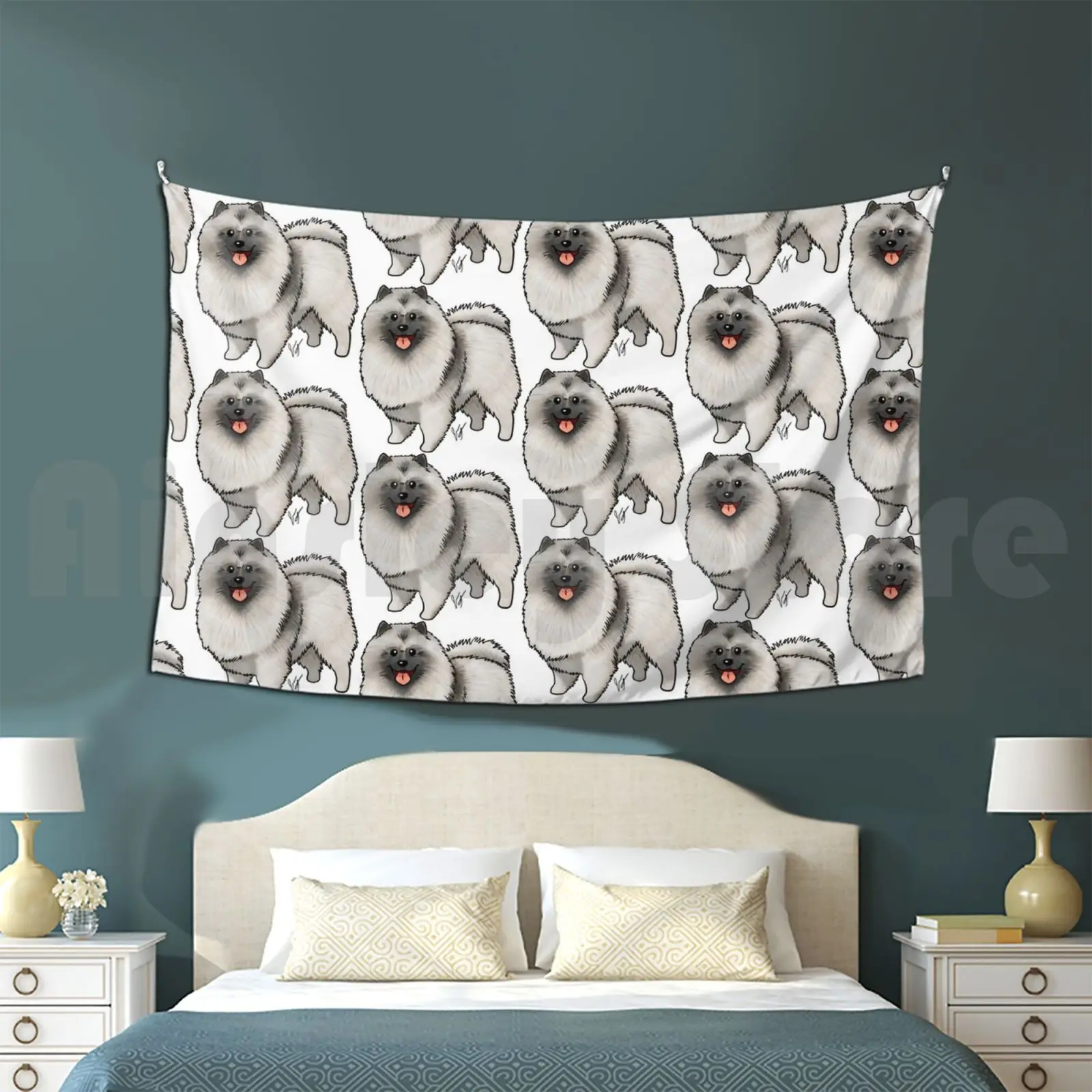 Keeshond Customized Tapestry Keeshond Keeshound Keyshound Keys Hound Pomeranian Smiling Dutchman Spitz