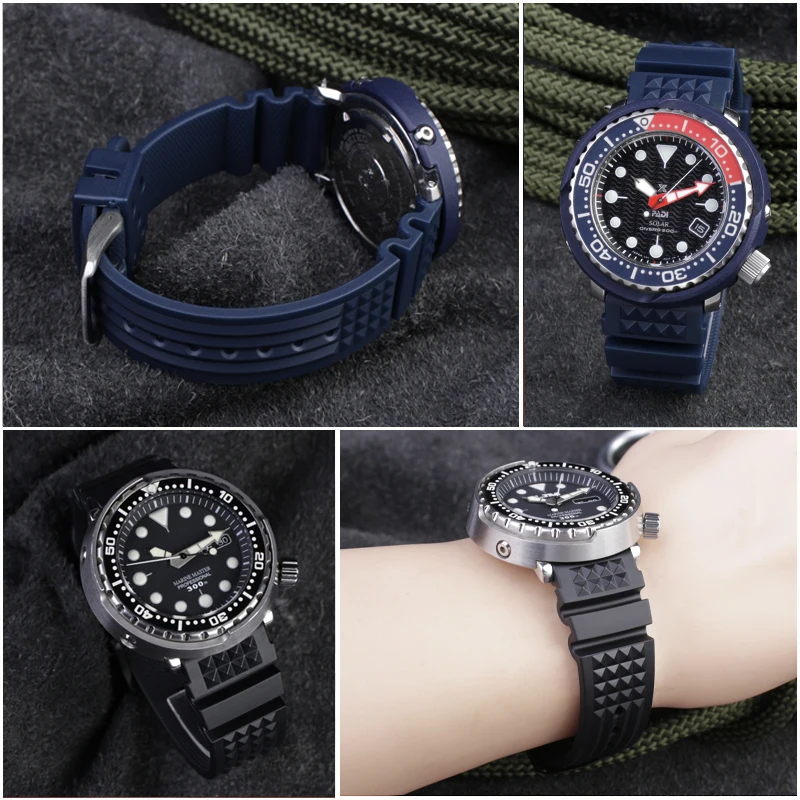 High quality rubber watch strap for Seiko ancestor mm PROSPEX series SKX007 Water Ghost 20mm Abalone Small MM Silicone Male 22mm