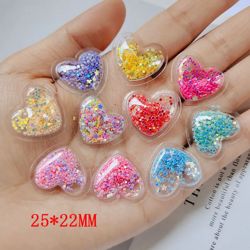 50 pezzi fai da te kawaii retro piatto resina glitter cuore nuovo arrivo cabochon in resina accessori per fermagli per capelli per bambini