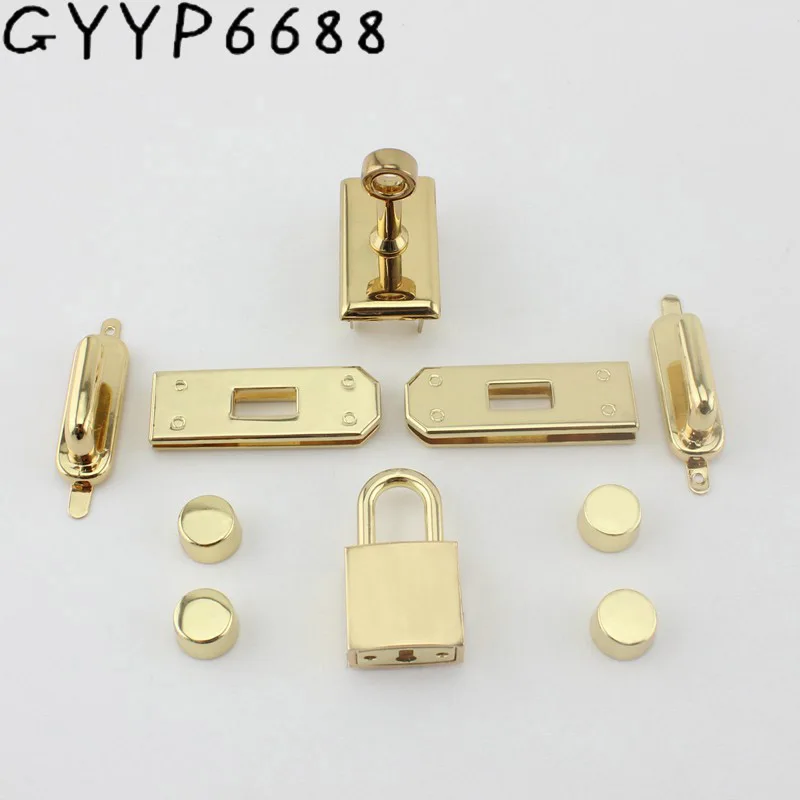 1set new rectangle eyelets lock hanger for bags hardware wholesale fashion a set of locks fittings woman bag handbags purse