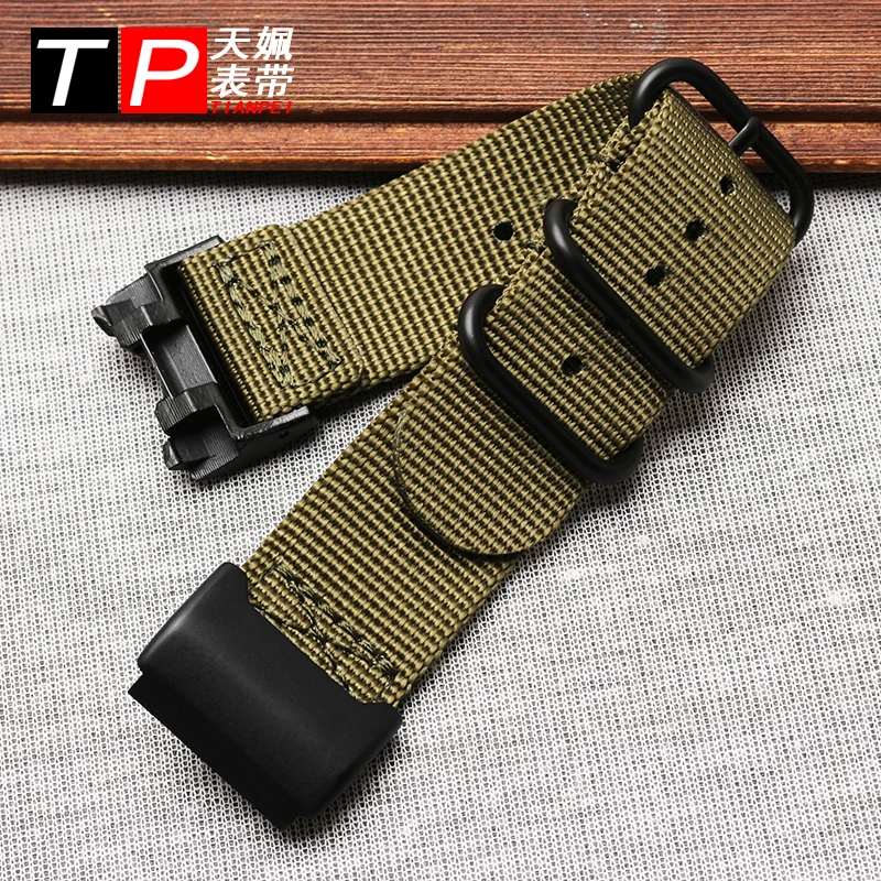 High Quality Nylon Watch Band For CASIO G-Shock Modified Big Mud King GWG-1000-1A/A3/1A1 GB/GG 24mm Black Green Canvas Strap