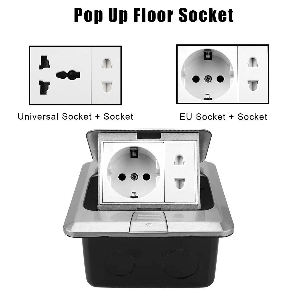 Electrical Switches Pop Up Floor Socket Stainless Steel EU/Universal Power Outlet