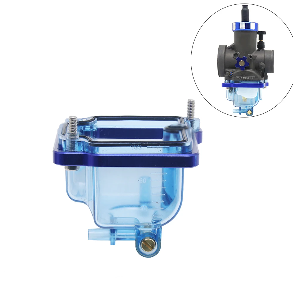 Alconstar Motorcycle Carburetor Bottom Float Bowl Comp Chamber Transparent Blue Oil Cup Racing For Keihin PE 24 26 28 30MM