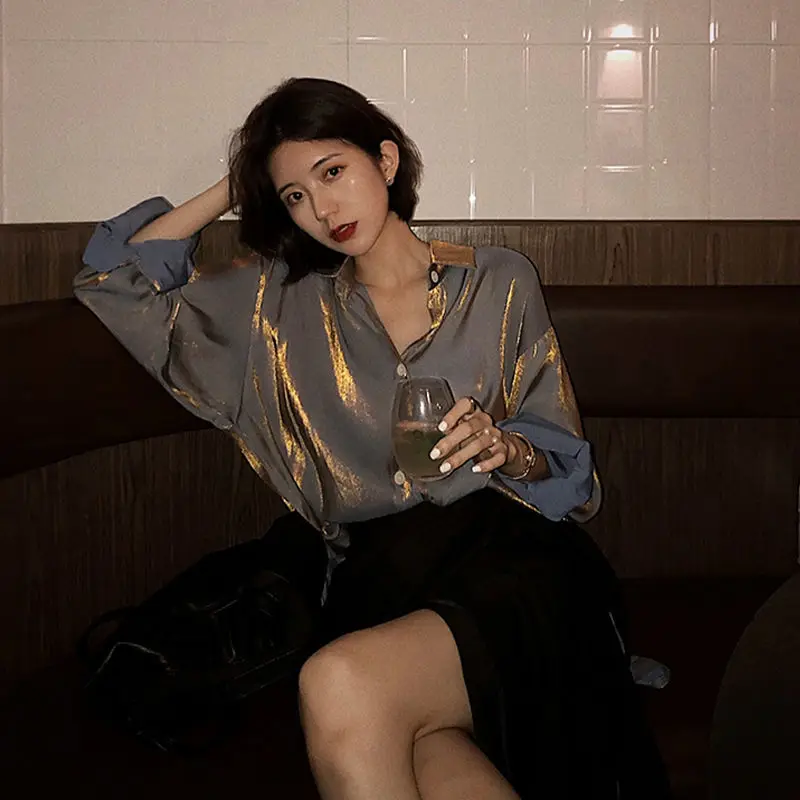 Vintage Shirts Women Retro Spring Long Sleeve Chic Korean Stylish Ladies Outerwear All-match Popular College Girls Tops Street