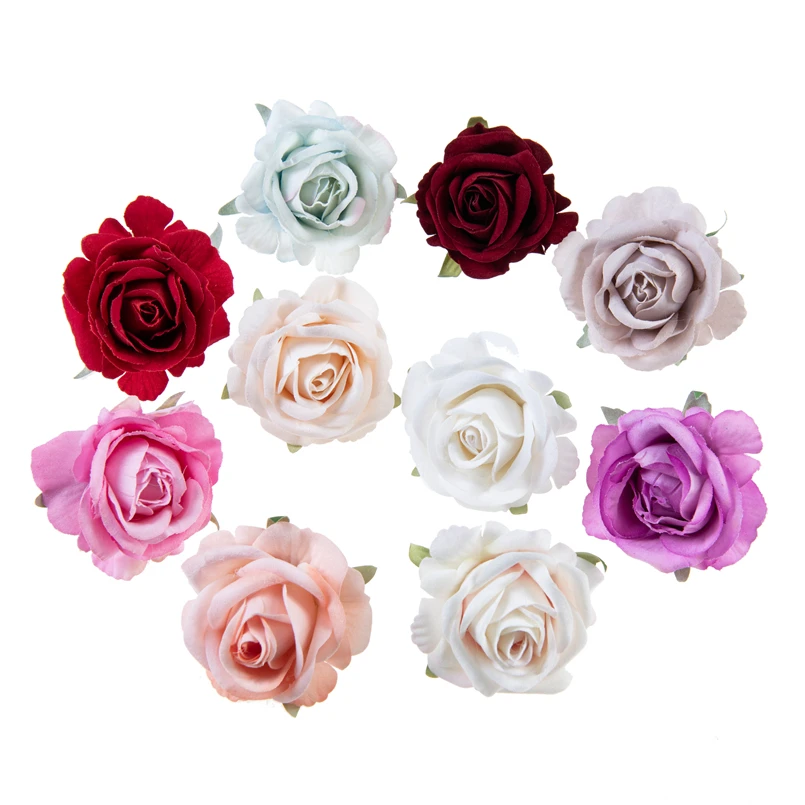 100 Stück Künstliche Blumen Hochwertige Flanell-Rosenköpfe Heim-Deko-Zubehör Weihnachtsgirlande Hochzeit Braut-Ausverkauf – Detail 6
