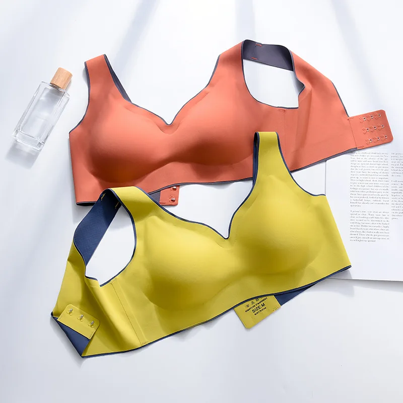 3pcs/set Thai Latex Underwear Two Colors Matched Women Thin No Steel Ring Ultra-Light Gather Sports Vest Sleep Bra with hooks