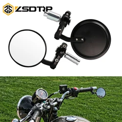 Zsdtrp 18Mm Universal Motorcycle Spiegel Aluminium Zwart Handvat Bar End Achteruitkijkspiegel Zij Spiegels Motor Accessoires