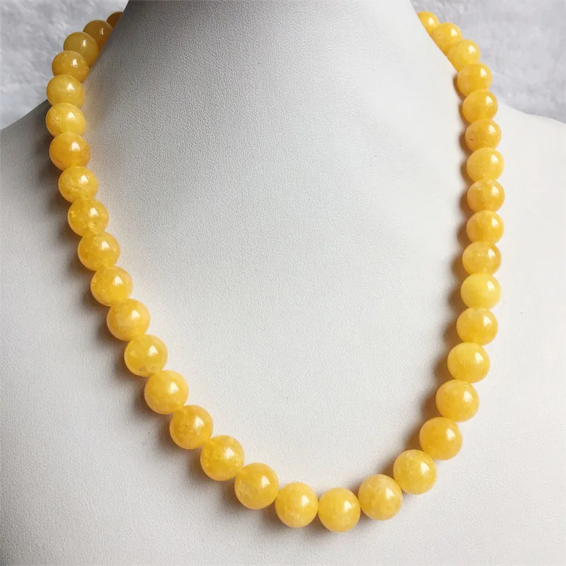 6/8/10MM Beeswax Ambers Yellow Calcite Necklace Vintage Natural Stone Jewelry Noble Elegant Exquisite Bead Chain Choker Collier