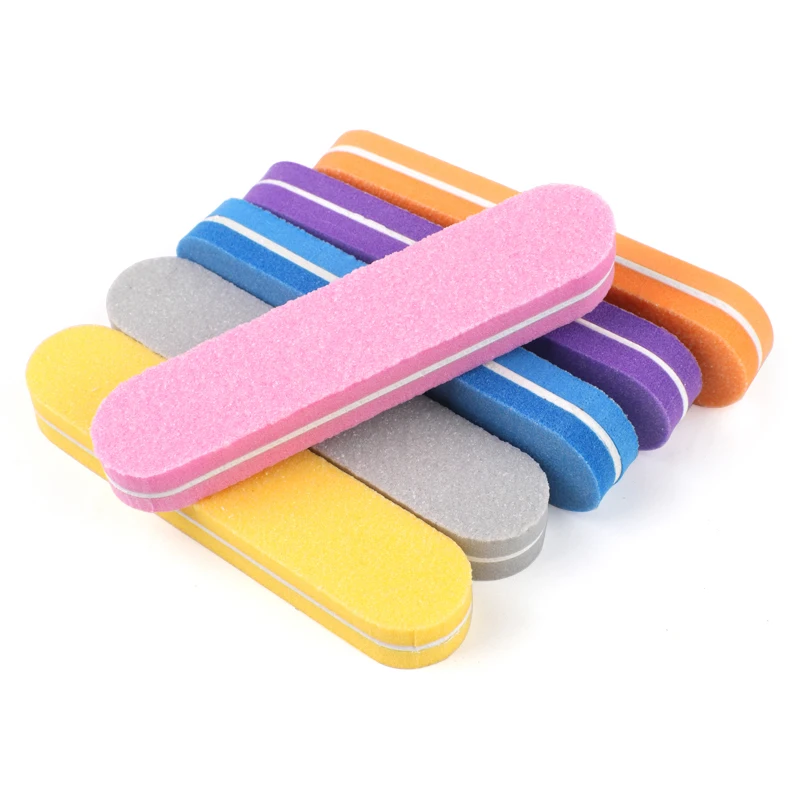 100pcs Mix Color Mini Nail File Buffers Block 100/180 Sponge Nail Art Files Sanding Polishing Grinding Manicure Pedicure Tools