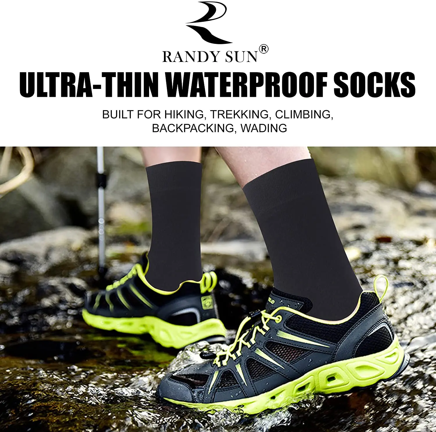 

RANDY SUN 100% Ultra-light Waterproof Breathable Socks Unisex Sport Fitness Climbing Skiing Trekking Hiking Socks 1 Pair