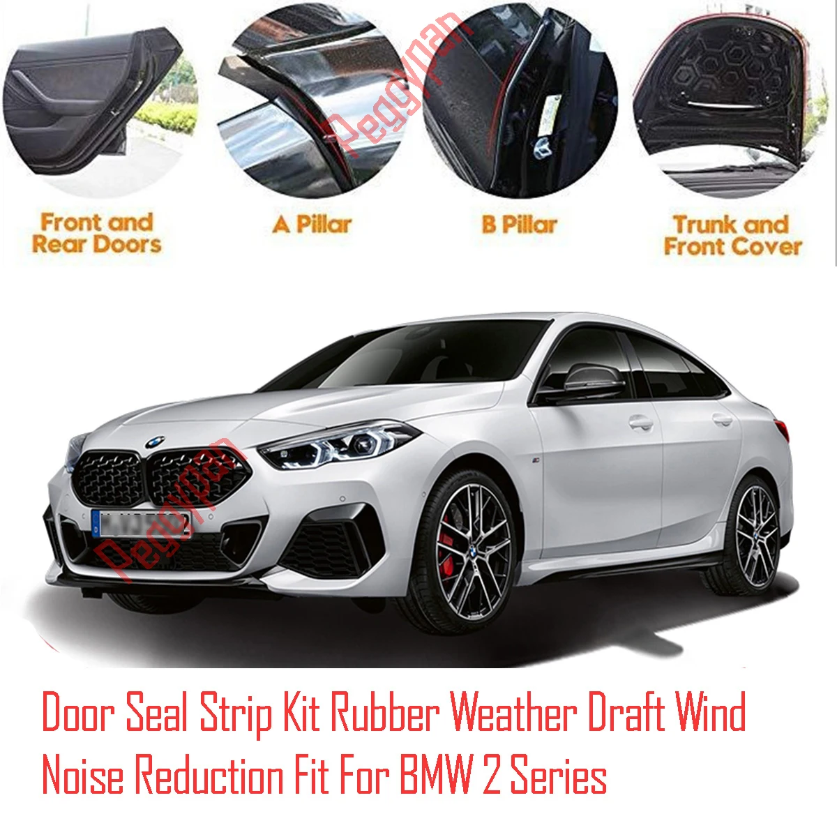 Door Seal Strip Kit Self Adhesive Window Engine Cover Soundproof Rubber Weather Draft Wind Noise Reduction Fit For BMW 2 Series