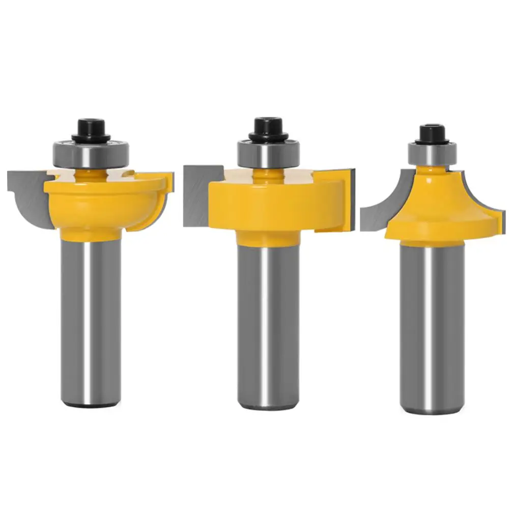 3pcs/set Glass door plank wood working tools curboard cutter router bits 1/2 shank 12mm shank 8mm Shank T type ballnose