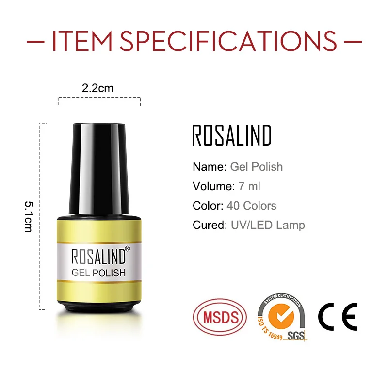 Rosalind Gel Polish Hybrid Vernissen 7Ml Nail Gel Lak Nodig Cure Voor Manicure Semi Permanente Vernis Nail Art Design base Top