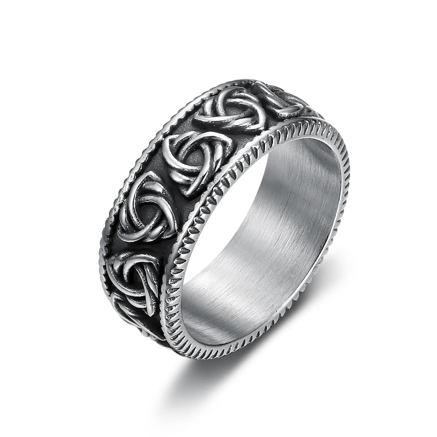 Anillo de motero con nudo celta para hombre y mujer, joyería de acero inoxidable, anillo de nudo vikingo nórdico para regalo de boda RR0006