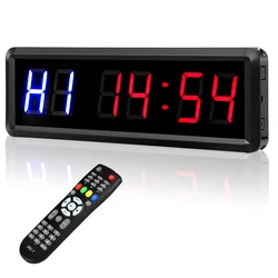 1.5 Inch 6 Digit LED Timer Boxing GYM Crossfit tabata EMOM Interval Programmable Countdown/UP Stopwath Real Time Clock