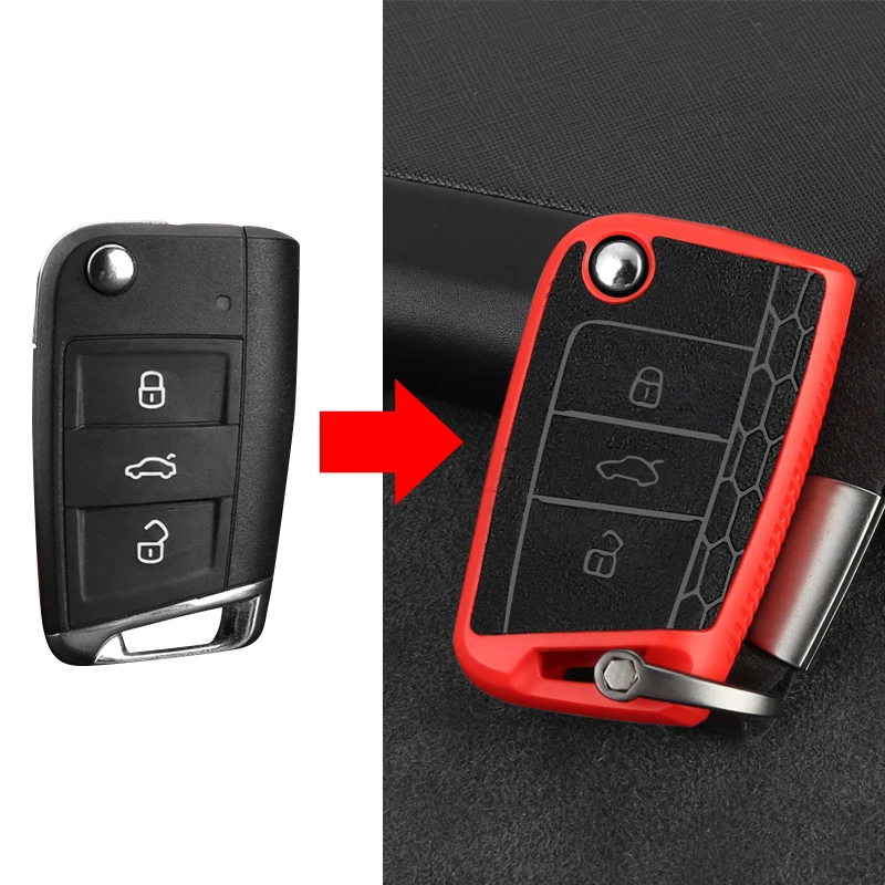 Araba anahtarı durum kapak Volkswagen VW Golf 7 mk7 Tiguan MK2 Polo Seat Ibiza 6J Leon 5F FR MK3 Skoda Kodiaq Octavia 3 A7 2018 2019