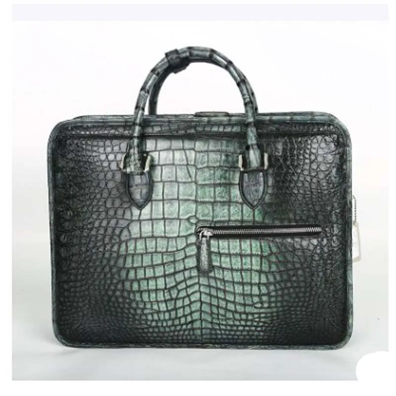 ourui true  crocodile  male  handbag   brush color  business  men briefcase  For men men handbag