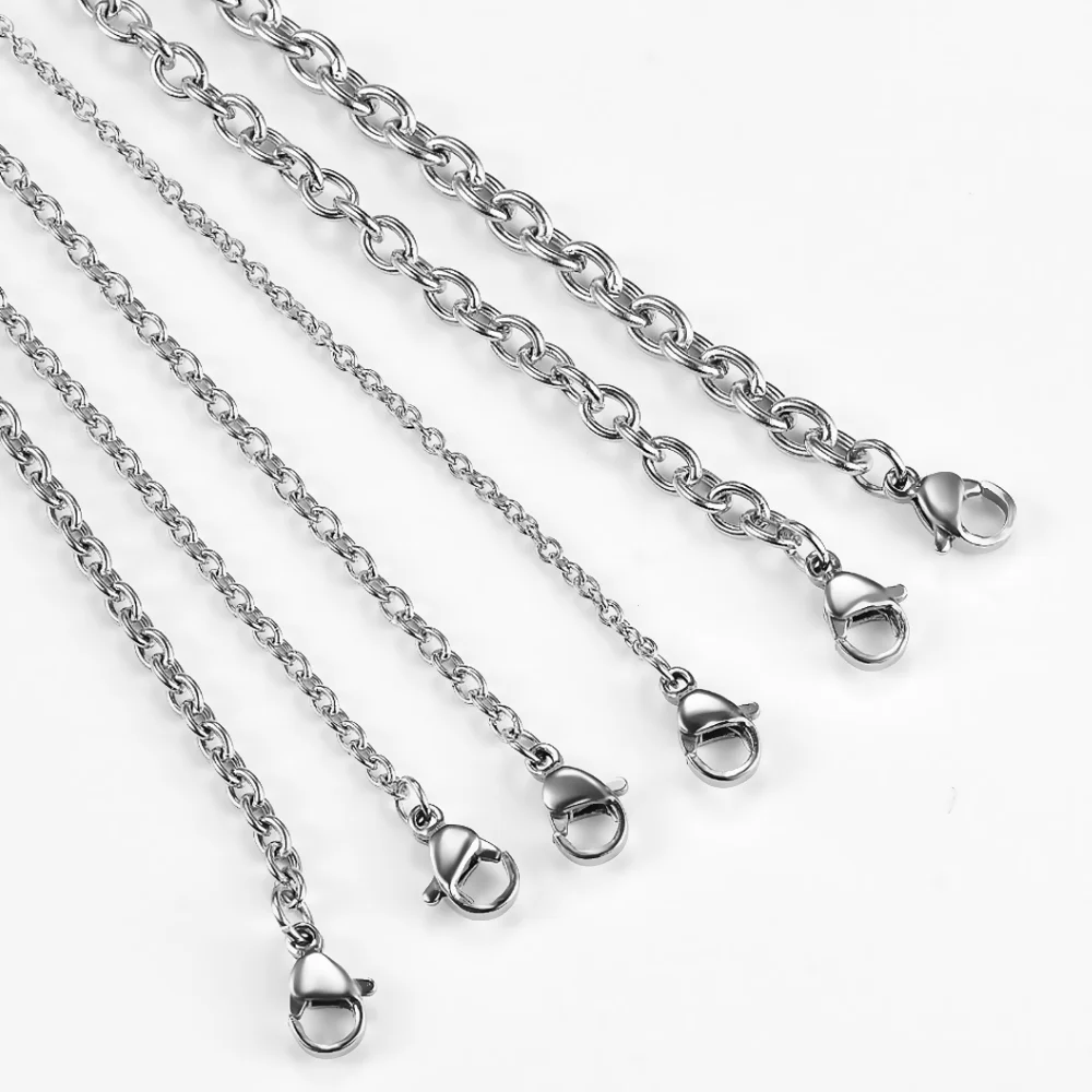 1,5/2/2,5/3/4/4,5mm Edelstahl Kreuz O Kette Edelstahl Stele Rolo Halskette für Frauen Männer DIY Schmuck Dünne Armband Halskette – Detail 6
