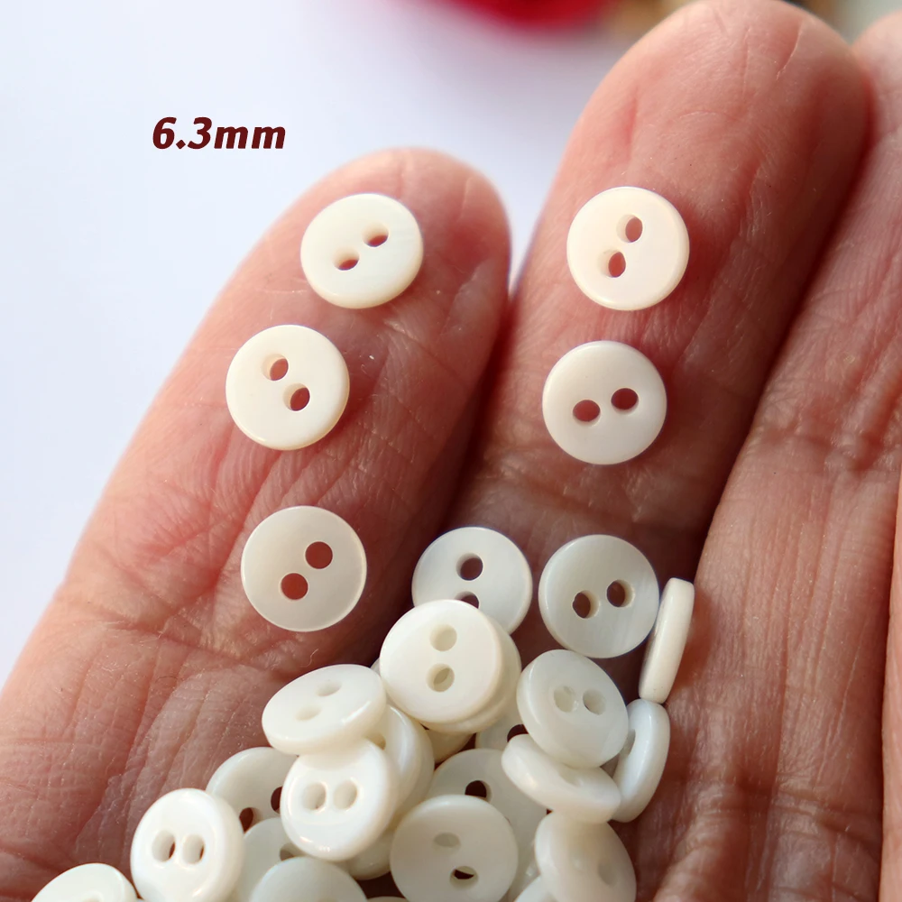 Niucky 6mm / 8mm White Shell Tiny Buttons for Doll and Craft Decoration High Qualtiy Shell Mini Buckle for Sewing S0101-040#6