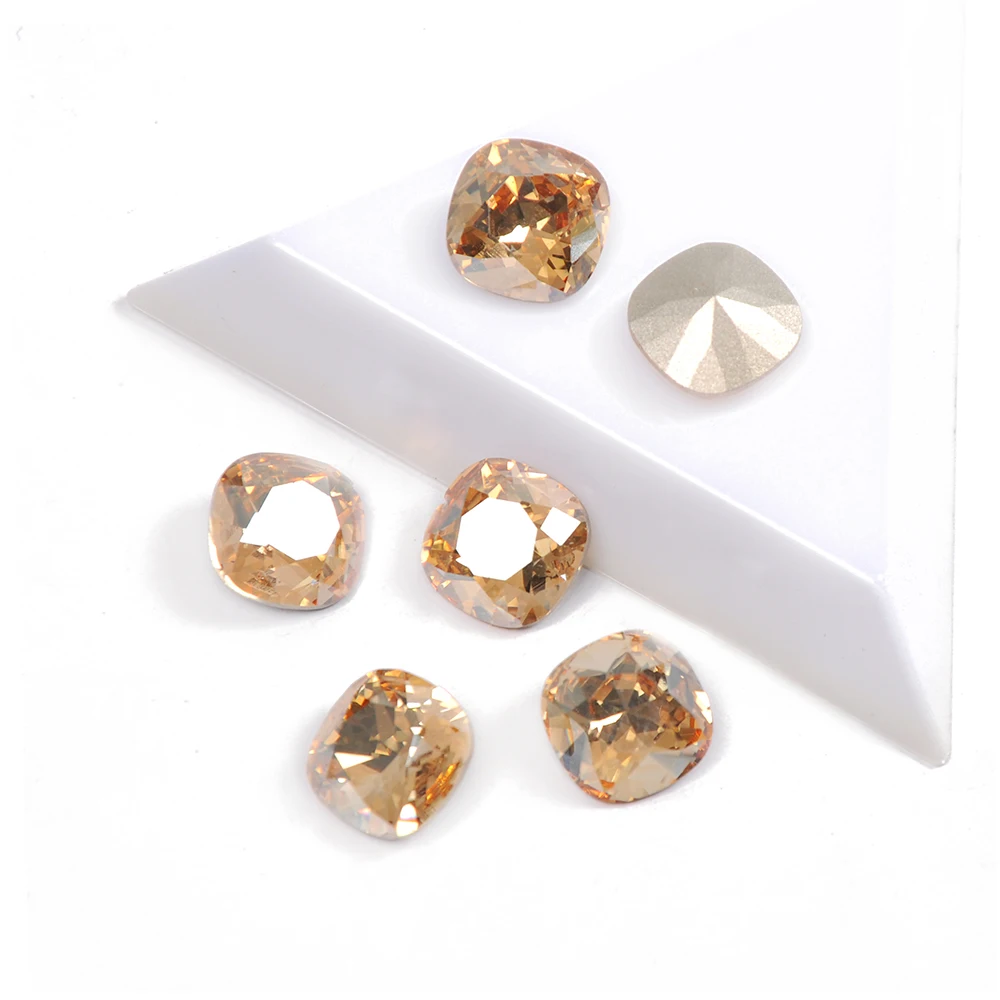 

Crystal Golden shadow Square Crystal Rhinestone Fancy Stone Glue On Nail Art Bead Used Jewelry Nails Accessories DIY Nail Art