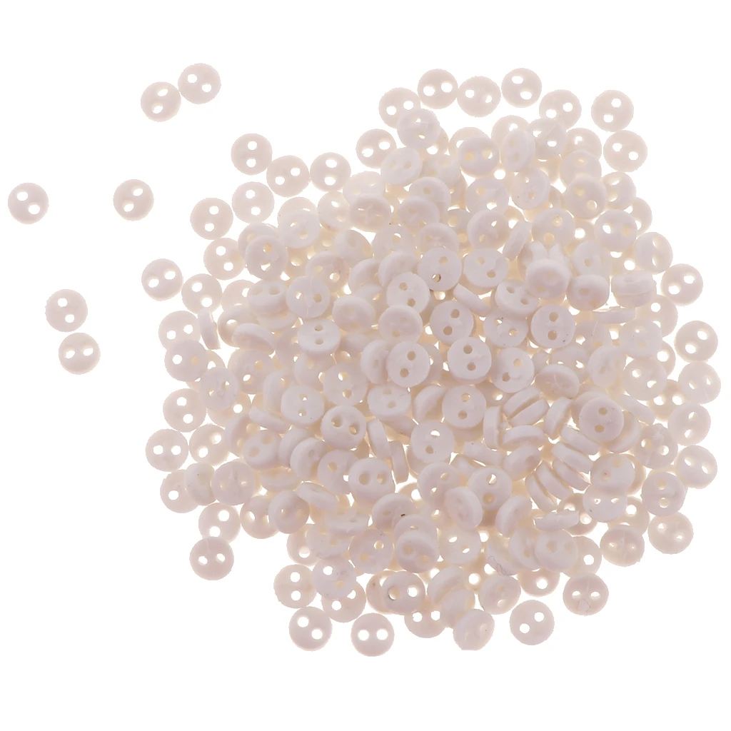 300pcs Very Small Mini Tiny Micro Figures Doll Clothes Sew Button 4mm White