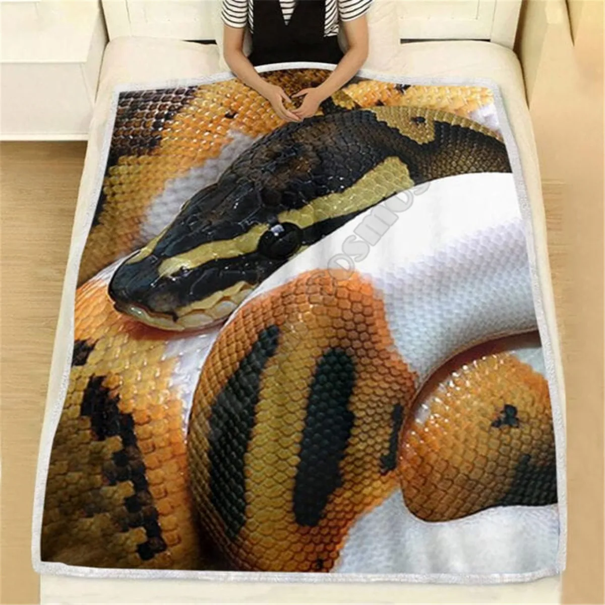 Love Ball Python Snake Reptile Blanket printed fleece blanket Beds Hiking Picnic Thick Bedspread Sherpa Throw Blanket 02