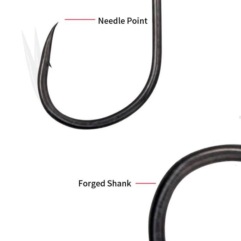 100pcs Fishing Hooks Carp Bait Boilies Fishhook Coated High Carbon Steel Hooks Wide Gape Barbed Hooks  Carp Hair Rig Chod Tackle