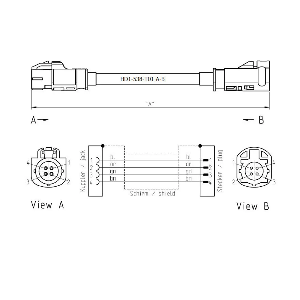 Eightwood Custom FAKRA HSD New Vehicle High-speed Transmission FAKRA HSD Code K Curry LVDS 120cm Shielded Dacar 535 4-Core Cable