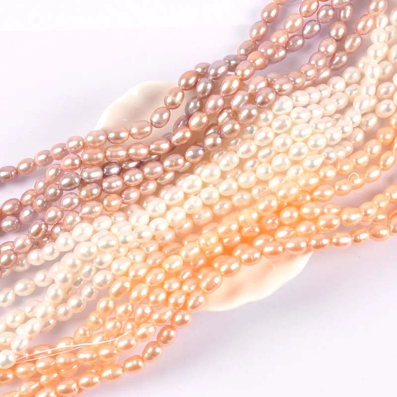 3-9mm 100% Natural Freshwater Cultured Pearls Rice Shape Beads For Jewelry Making DIY Bracelet Necklace 60-40pcs TRS0402