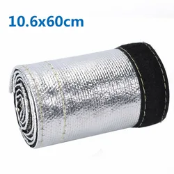 60X10.6cm Metallic Heat Shield Sleeves Car Thermal Insulated Wire Hose Cover Wrap Loom Tube Auto Accessories
