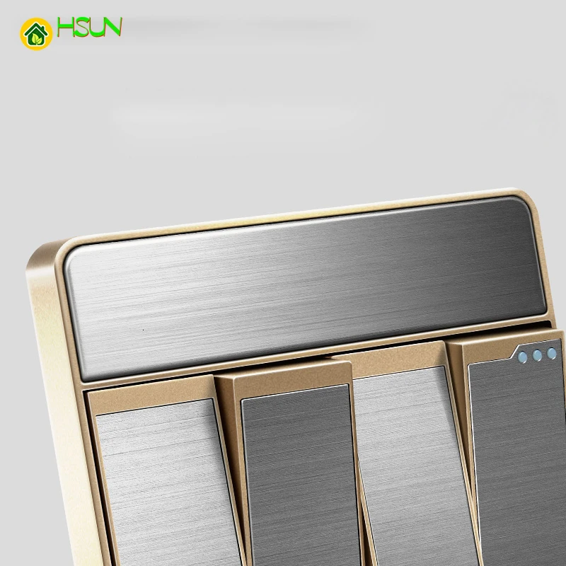 Household Brushed Switch socket panel 5 hole USB socket 16A air conditioning socket 1Gang 2 Gang 3 Gang 4 Gang 1Way 2Way switch