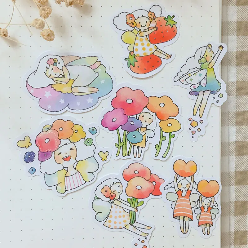 20pcs/lot Cute Flower Fairy Sticker Diy Album Scrapbooking Diary Planner Journal Sticker Decorative Label For Kids