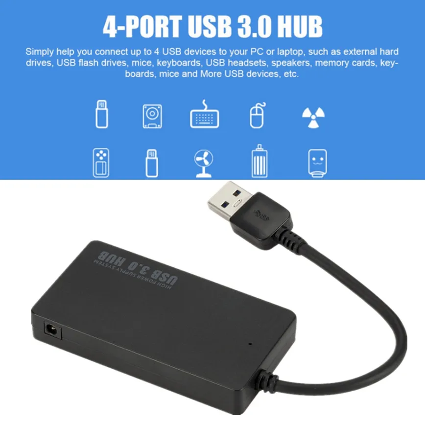 Grwibeou High Speed USB 3.0 HUB Multi USB Splitter 4 Ports Expander Multiple USB Expander Computer Accessories For Laptop PC