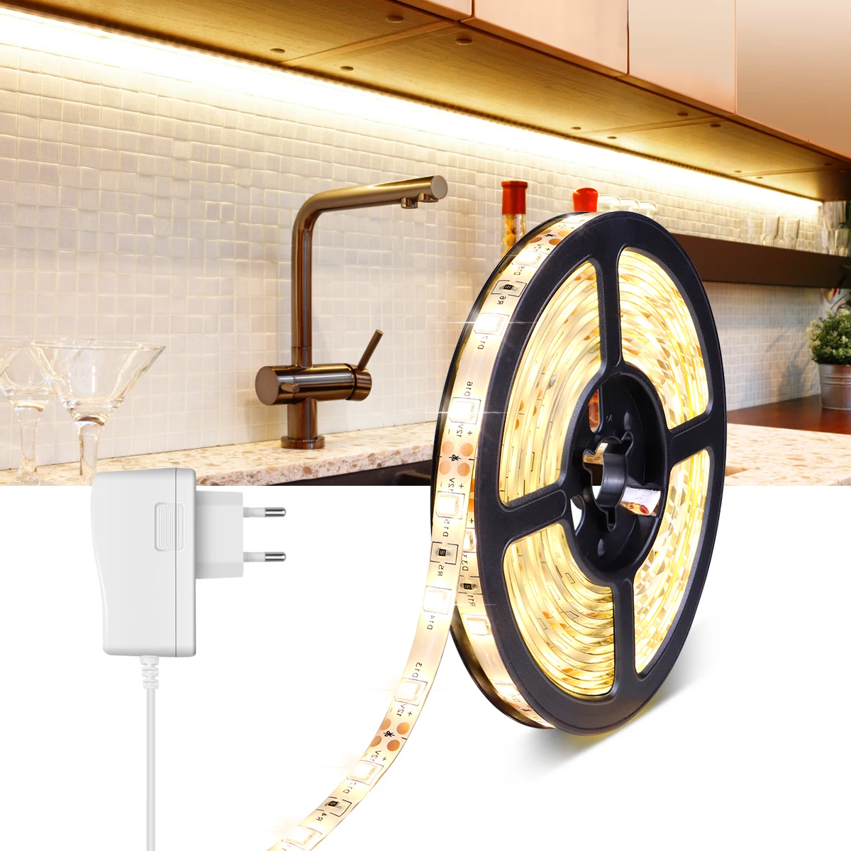 

DC 12V Lamp LED Strip Light Flexible Tape with Hand Sweep Sensor /Touch Switch Dimmer For Kitchen Cabinet Closet Home Decoration