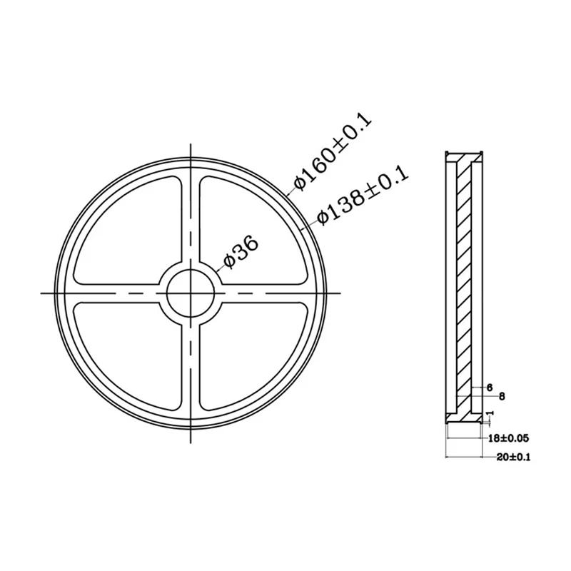 Aluminum Encoder meter wheel Synchronous wheel OVW Length measuring rubber wheel Dia 160mm hole 6 8 10 12 15mm