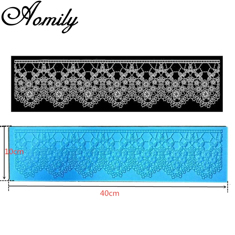 Aomily Lace Flower Wedding Cake Silicone Beautiful Flower Lace Fondant Mold Mousse Sugar Craft Icing Mat Pastry Tool 40x10cm