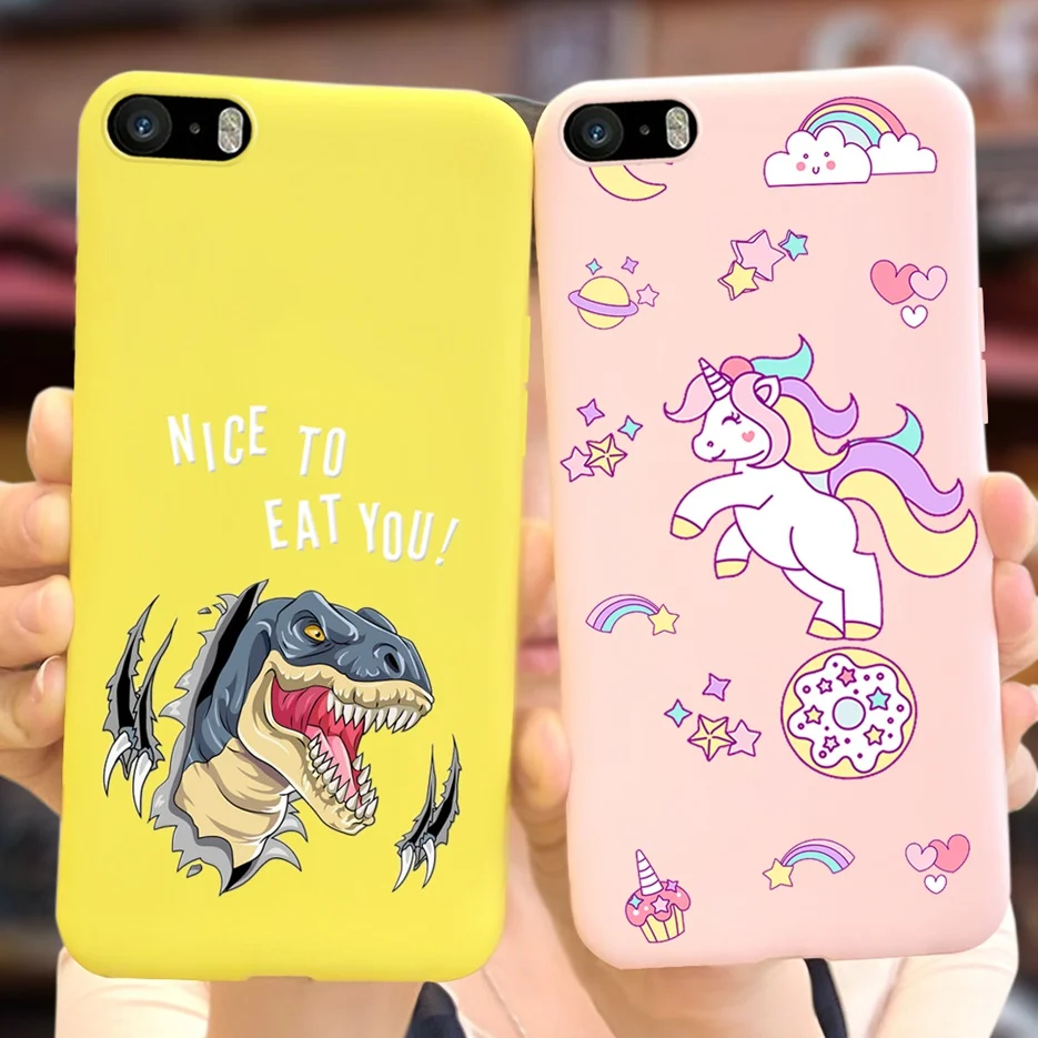 For iPhone 5 5S SE Case Cute Cartoon Cover Silicone Soft TPU Fundas Phone Back Cover For Apple iPhone 5 iPhone5 S SE Cases Coque