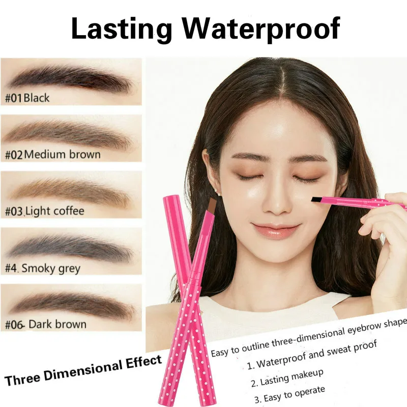 5 Colors Eyebrow Pencil Natural Waterproof Rotating Automatic Long Lasting Cosmetic Eyebrow Shaping Liner Pen For Comestic tool