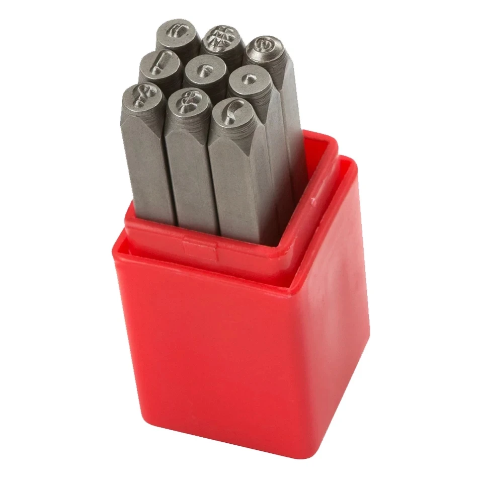 4mm Metal Stamps Set Symbols Metal Stamping Tools for Jewelry Custom Logo Punch Craft Tool 9pcs Set Leather Jewelry Steel Stamp