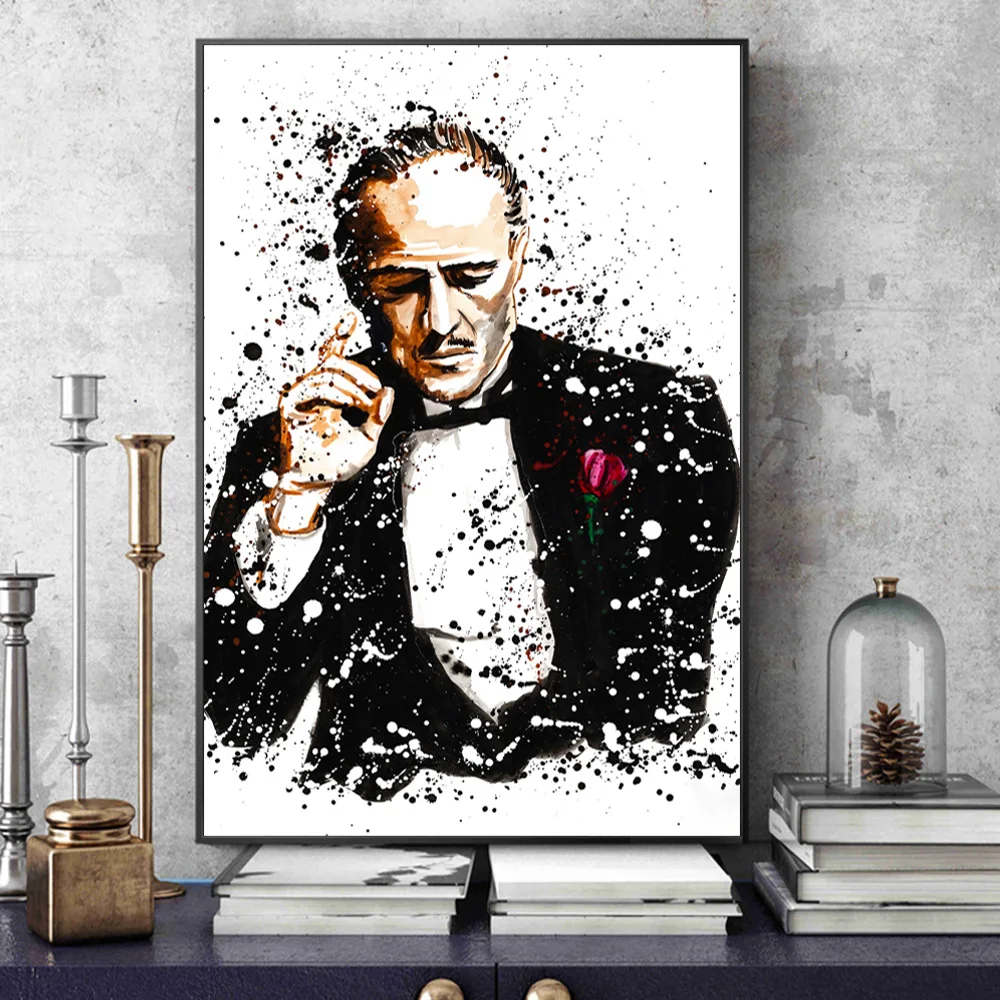 Godfather Newspaper Collage Movie Poster Painting Art On Canvas Prints And Poster Wall Picture For Home Cuadros Room Decoration