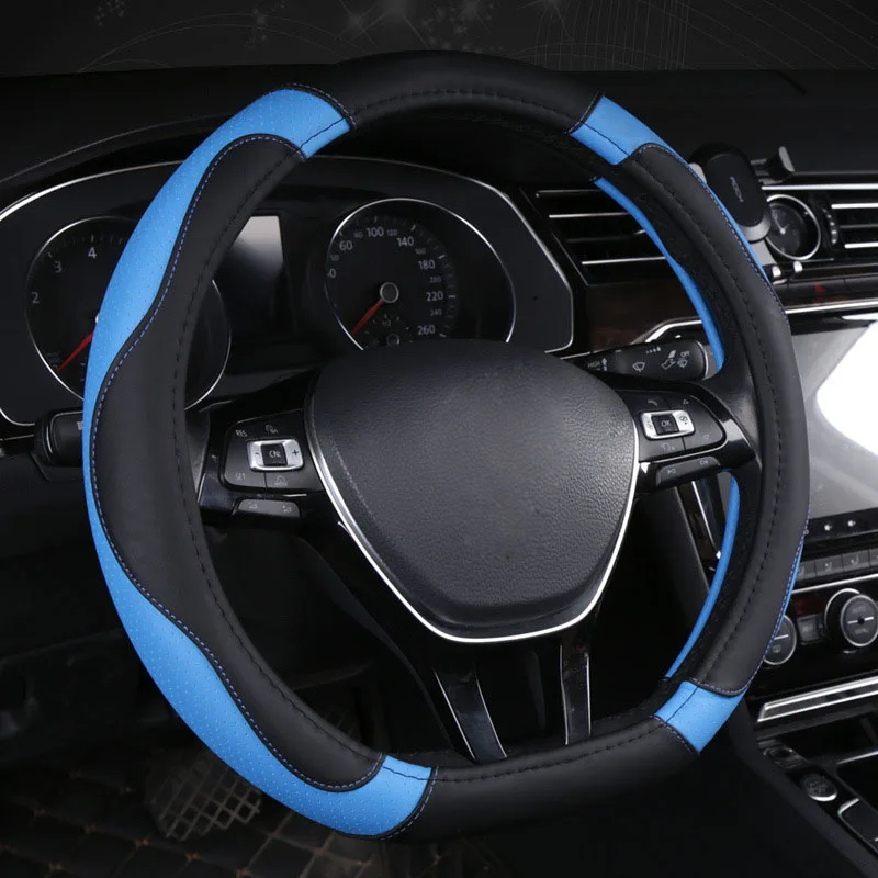 Car Steering Wheel Cover D Type Wrap For Volkswagen VW Jetta / Tiguan / Caddy IV 2015 -2019 2020  2021 PU Leather Funda Volante