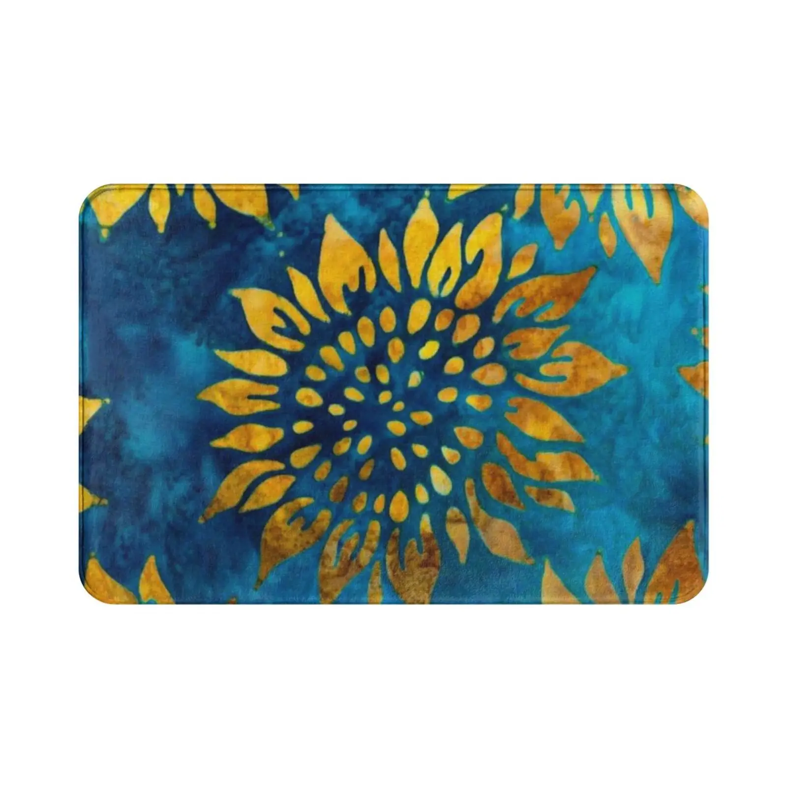 Gold Sunflower Pattern On Blue Tie Dye Field Carpet 324 Carpet Cold Hygiene Flu Quarantine