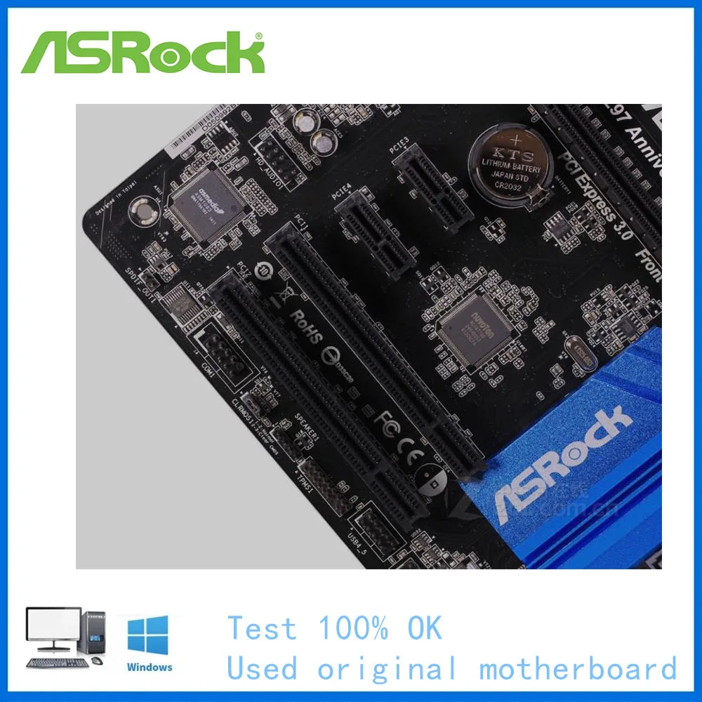 Imagem -03 - para Asrock Z97 Aniversário Computador Usb3.0 Sataiii Placa-mãe Lga 1150 Ddr3 Z97 Desktop Mainboard Usado