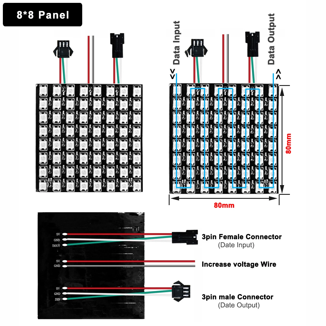 DC5V WS2812B RGB LED Panel Light Individually Addressable Pixels Digital Module Matrix Flexible Screen WS2812 IC 8x8 16x16 8x32