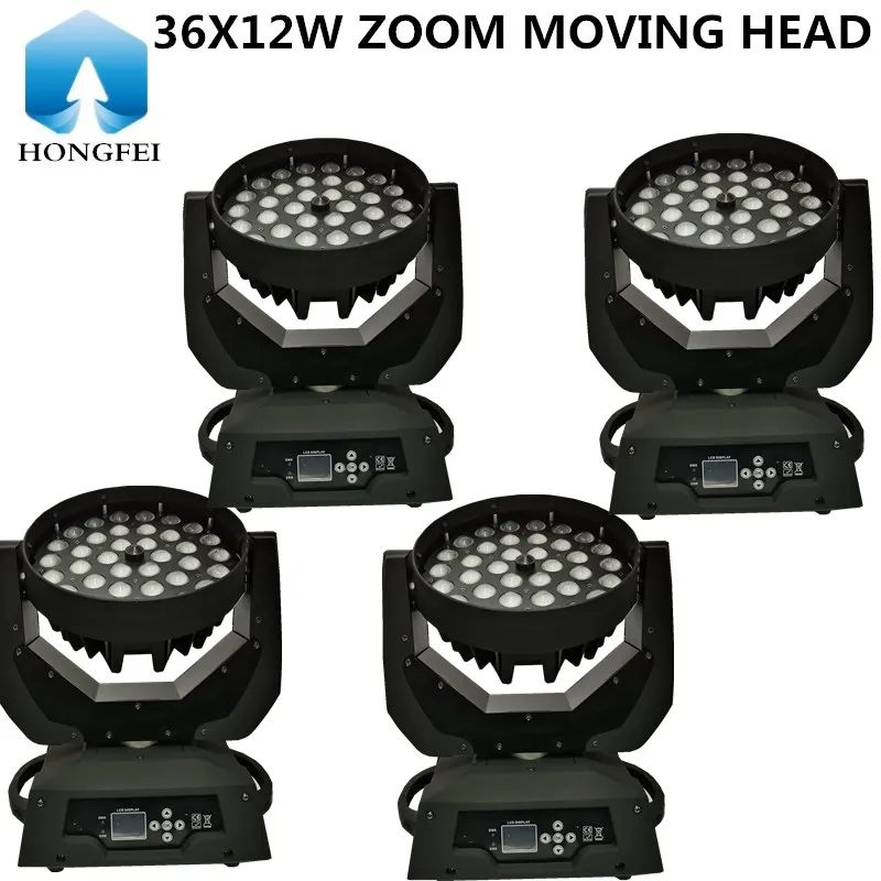 

4PCS/ 36x12w Zoom dyeing moving head light rgbw 4-in-1 Zoom wash lights dmx512 disco light