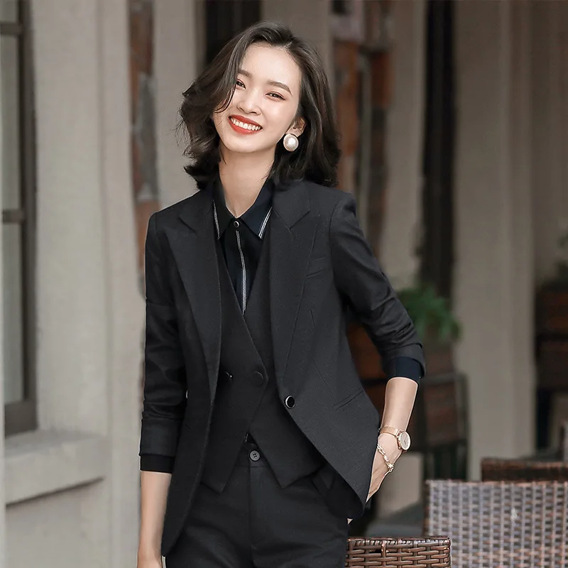 IZICFLY Spring Autumn Professional Uniforms Business Suits with Trousers High Quality Office Blazer 2 Piece Set Women Work Wear