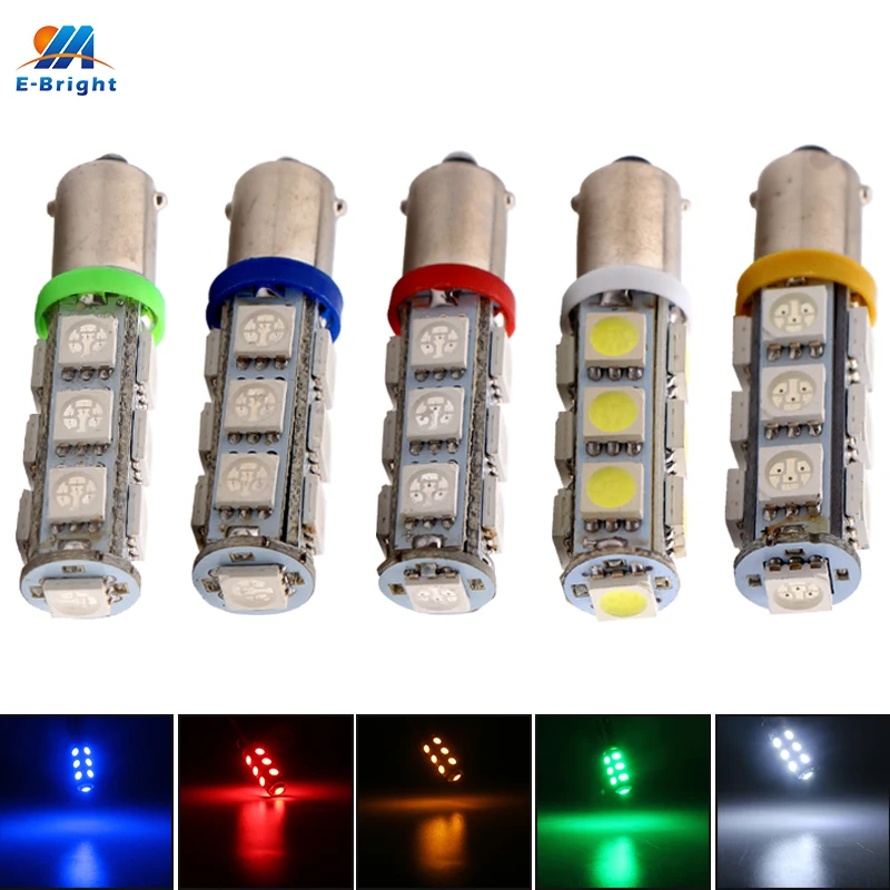 

2PCS BA9S LED Bulbs 12V 24V DC BA9 53 57 64111 16113 1895 Car Interior Bulbs Instrument License Plate Trunk Lights 5050 13 SMD