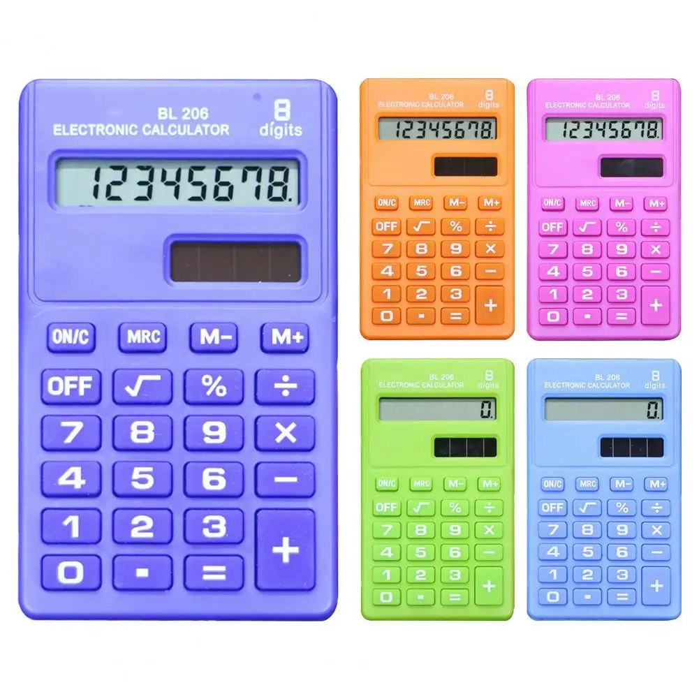 8 Digits Cute Portable Calculator Reliable ABS Pocket Size Handheld Calculator Office Supplies Orange Pink Green