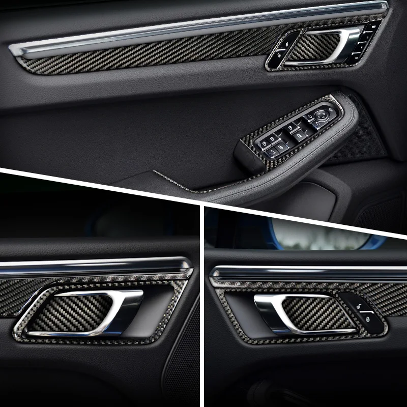 Accessories For Porsche Macan 2014-20 Carbon Fiber Interior Gearshift Air Conditioning CD Panel Door Armrest Cover Trim Sticker